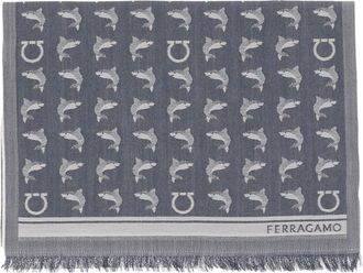Ferragamo Multi Patterned Fringed Wool Scarf