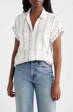 Rails Cito Seashell Print Linen Blend Button-Up Shirt in Striped Seashells at Nordstrom, Size Xx-Small