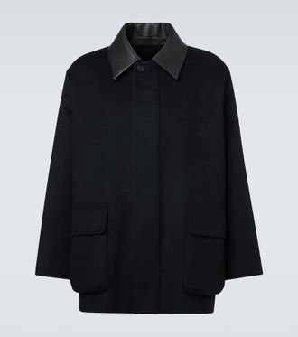 Auralee Leather-trimmed cashmere blouson jacket