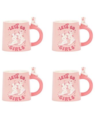 10 Strawberry Street Set of 4 Cowgirl Coffee Mugs