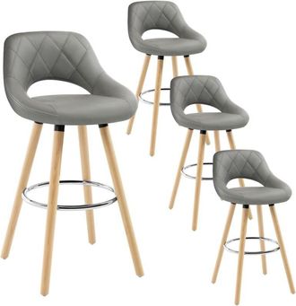 Woltu Bar Stools Set of 4 Breakfast Counter Chairs Modern High Stools for Kitchen Home Bar Restaurant, Dark Grey