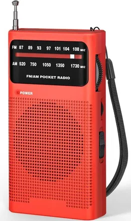 OEM Radio De Transistores A Pilas, Incluye Pilas, Radio Port&aacute;til Am/fm De Bolsillo, Radio A Pilas, Radio Port&aacute;til, Radio A Pilas Para Desastres, Roja