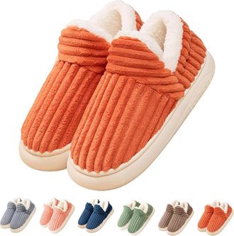 Generic Hadanceo Thickened Plush Slipper, Hadanceo Sunshine Cloud Slippers, Winter Fuzzy Warm Plush Lining Slippers (Orange,12.5-13Women/11.5-12men)