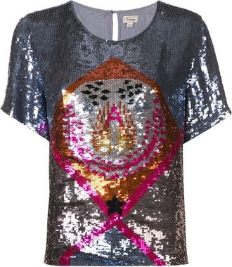 Temperley London London Sara silver sequin blouse Size S