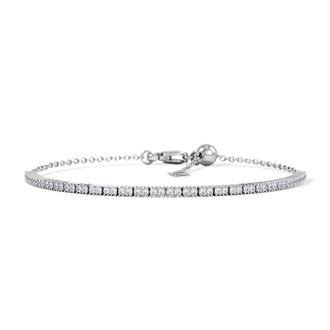 The Diamond Store Adjustable Lab Diamond Tennis Bracelet 0.50ct in 925 Silver