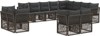vidaXL Conjunto De Sof&aacute;s De Jard&iacute;n 12 Uds. Gris Rat&aacute;n Sint&eacute;tico Vidaxl