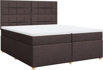 vidaXL Vidaxl - Cama Box Spring Con Colch&oacute;n Tela Marr&oacute;n Oscuro 200x200 Cm