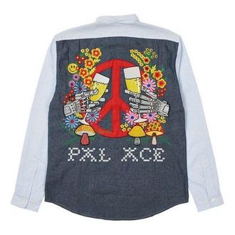 Palace Back Anti-war Pattern Long Sleeves Shirt Unisex Gray P20SHT025