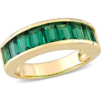 Delmar Sterling Silver Baguette Cut Created Emerald Ring in Green at Nordstrom Rack, Size 8.5