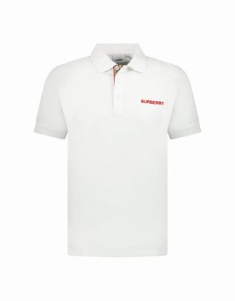 Burberry Mens Burberry Hartford Embroidery Logo Check Polo White - Size: 36