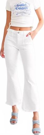 Hidden Jeans Happi Mid Rise Croppd Flare Jeans In White