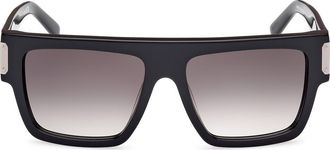 MCM 54mm Rectangular Sunglasses in Shiny Black /Gradient Smoke at Nordstrom