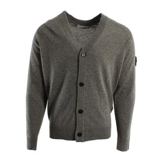 Stone Island Cardigans, male, Gray, Size: M Wool Vest