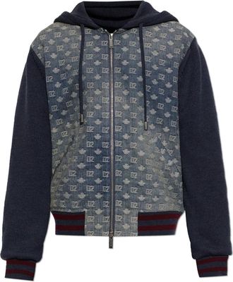 Dsquared2 Cardigan van gecombineerde materialen - Heren - Vesten - Blauw - S - Katoen - Truien & Vesten