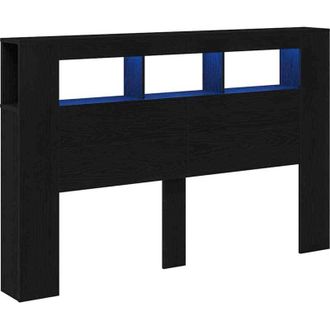 vidaXL Testiera led con lo scaffale Rovere nero 160 x 18.5 x 103.5 cm - Vidaxl