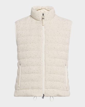 Brunello Cucinelli Sparkling Cotton Paillette Puffer Vest