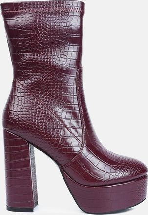 London Rag feral high heeled croc pattern ankle boot
