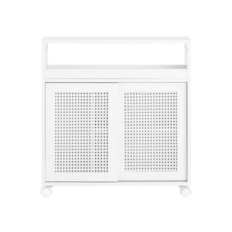 SoBuy Estanter&iacute;a estrecha para ba&ntilde;o con ruedas y 2 puertas mdf blanco