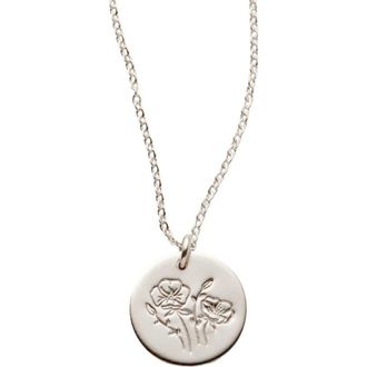 Made by Mary August Birth Flower Necklace in Silver at Nordstrom, Size Medium