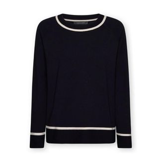Elena Miro Gestreepte jersey van viscosemix - Dames - Ronde hals truien - Blauw - 2XL - Polyester - Truien & Vesten