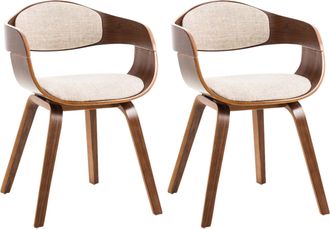 Clp Clp - Set De 2 Sillas De Comedor Kingston De Tela Y Madera Nogal/crema