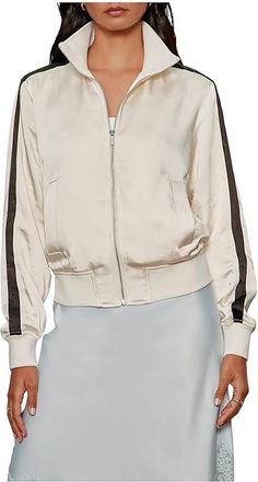 Sanctuary Satin Track Jacket Womens Coat Collagen : MD (US 8), Polyester