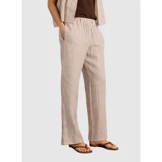 Baukjen Doretta Linen Trousers in Chocolate Stripe at Nordstrom, Size 12