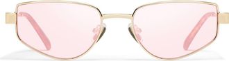 Quay Hit Single 54mm Cat Eye Sunglasses in Gold/Digi Pink at Nordstrom