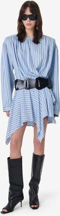 Iro Utenia Long Sleeve Dress in Blue Left Bank Stripe at Nordstrom, Size 40 Eu