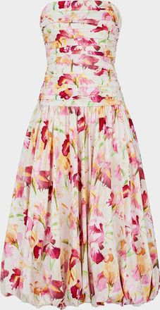Nicholas Despina Strapless Pleated Bubble Midi Dress