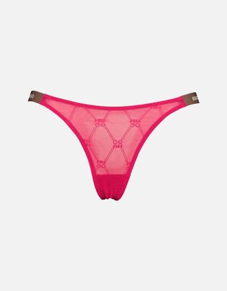 HUGO BOSS Womens Sporty Logo Lace G-String, Bright Pink - Size: XL