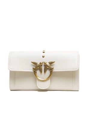 Pinko Witte Leren One Simply Love Mini Tas