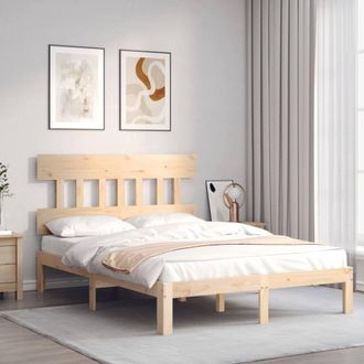 Berkfield Home Beautiful Bed Frame without Mattress Small Double Solid Wood Pine in Light Tan