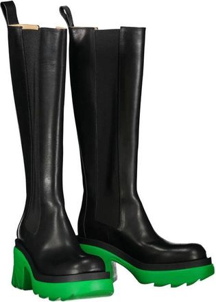 Bottega Veneta Womens Black Leather High Heel Boots