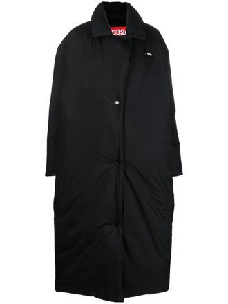 032c padded oversize long coat - women - Polyamide/Fabric - 36 - Black