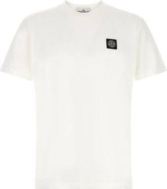 Stone Island White Logo Crew Neck T-Shirt