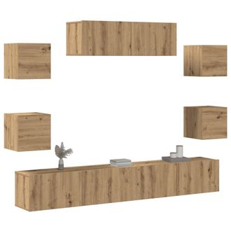 Berkfield Home 7 Piece TV Cabinet Set Wall-mounted Artisan Oak Engineered Wood in Brown