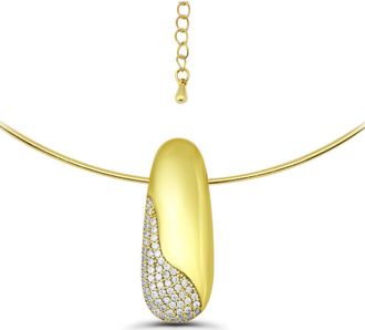 Christian Siriano Cubic Zirconia Pav&eacute; Pendant Collar Necklace in Gold at Nordstrom Rack, Size 18