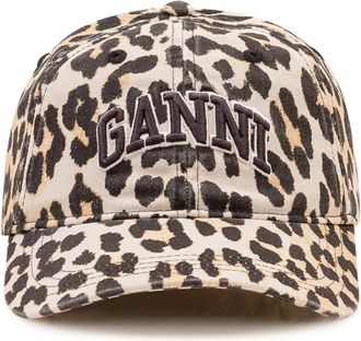 Ganni Accessoires, Dames, Bruin, ONE Size, Katoen, Canvas Cap Leo Emb