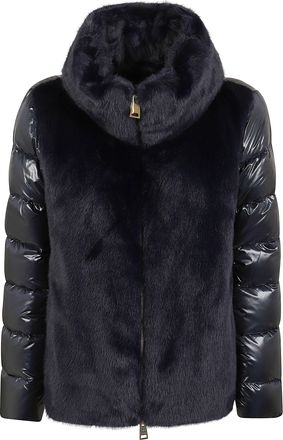 Herno Padded Jacket With Faux Fur Trim And Glossy Quilted Detail