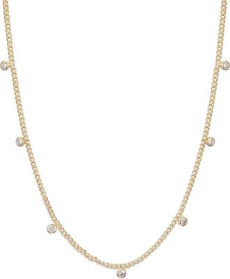 Adornia Adornia 14K Plated Cz Droplet Curb Chain Necklace
