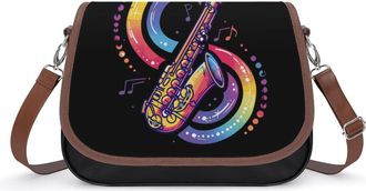 Generic Saxophonist Music Notes Saxophone Crossbody Bags for Women Shoulder Messenger Bag Purse Handbags