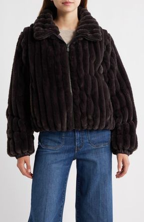 Save The Duck Elina Faux Fur Jacket in Brown Black at Nordstrom, Size 00