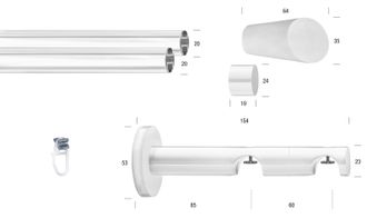 Garesa Gardinenstange »WHITE« Ø 20 mm 2 läufig-läufig Wunschmasslänge Vorhanggarnitur, Innenlauf, verlängerbar, Endknopf abgeschrägt
