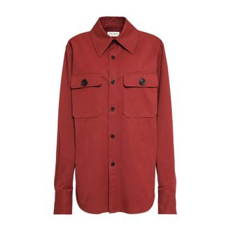 Saint Laurent Shirts, female, Red, Size: 2XL Red Cotton Shirt Elegant Stylish