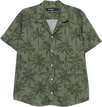 Karl Lagerfeld Short Sleeve Shirts - Heren - Korte mouwen Overhemden - Groen - L - Overhemden