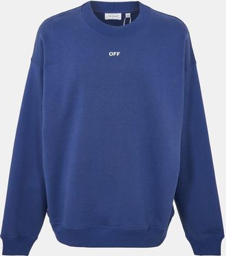 Off-white Mens Off White Skate Crew Neck Drop Shoulder Sweatshirt in Dark Blue-White - Size X-Large