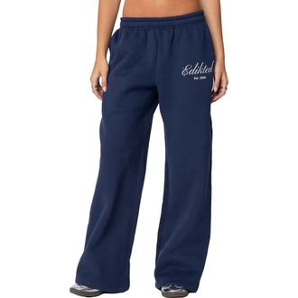 Edikted Get Edikted Relaxed Fit Cotton Blend Sweatpants in Navy at Nordstrom, Size X-Small