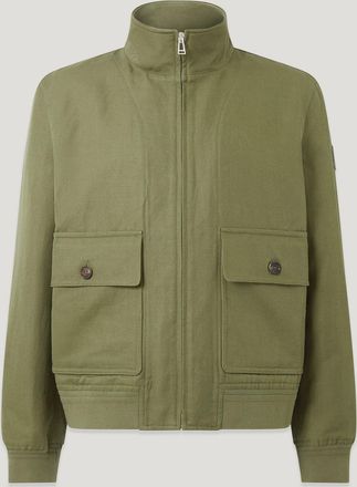 Belstaff Chaqueta Helston Para Hombre Tailored Linen Cotton Twill Oliva Suave 2xl