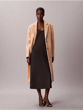 Calvin Klein Womens Sequined Melton Overcoat - Neutral - 4
